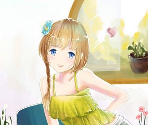 Preview wallpaper girl, pose, smile, anime, art