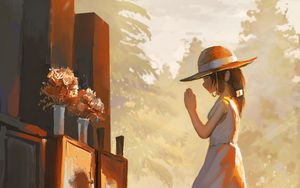 Preview wallpaper girl, prayer, tradition, anime