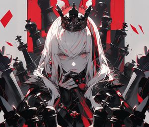 Preview wallpaper girl, princess, crown, chess, throne, anime
