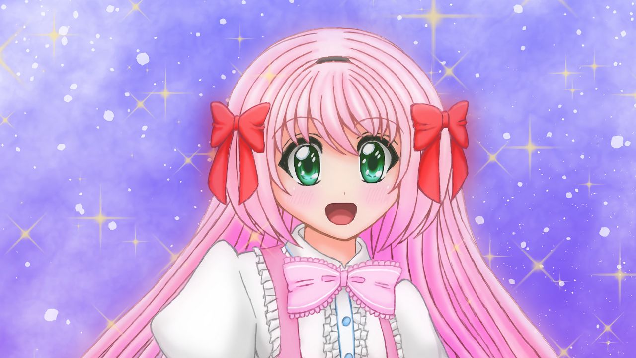 Wallpaper girl, princess, smile, dress, anime, pink