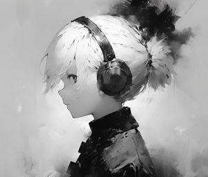 Preview wallpaper girl, profile, headphones, music, anime