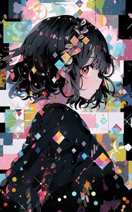 Preview wallpaper girl, profile, points, glow, anime