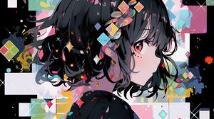 Preview wallpaper girl, profile, points, glow, anime
