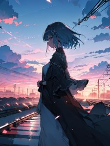 Preview wallpaper girl, profile, rails, anime