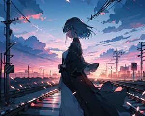 Preview wallpaper girl, profile, rails, anime