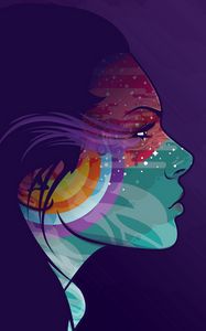 Preview wallpaper girl, profile, vector