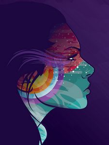 Preview wallpaper girl, profile, vector