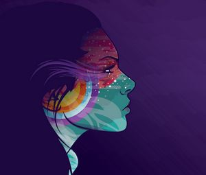 Preview wallpaper girl, profile, vector