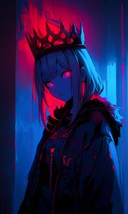 Preview wallpaper girl, queen, crown, anime, art, dark