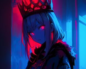 Preview wallpaper girl, queen, crown, anime, art, dark