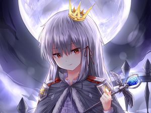 Preview wallpaper girl, queen, crown, staff, anime, art