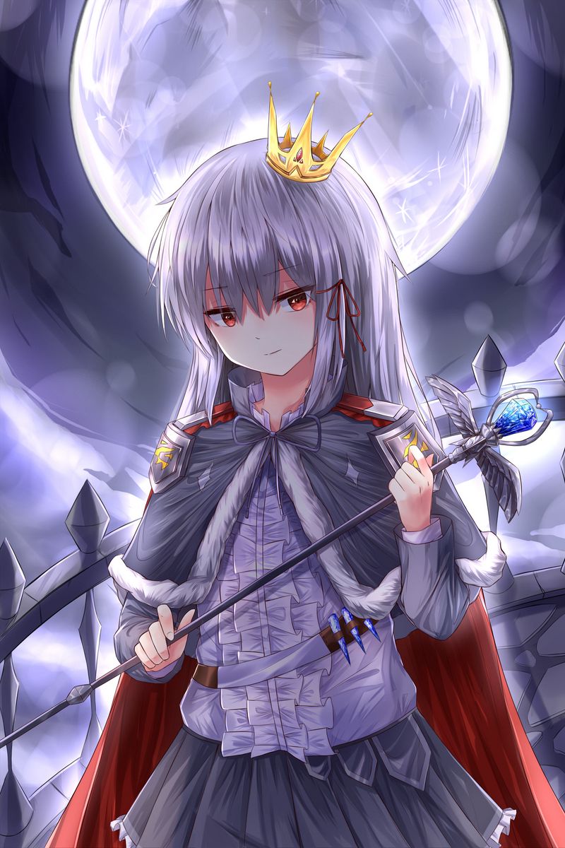 Download wallpaper 800x1200 girl, queen, crown, staff, anime, art ...