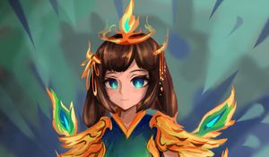 Preview wallpaper girl, queen, fire, anime, art