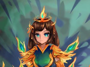 Preview wallpaper girl, queen, fire, anime, art