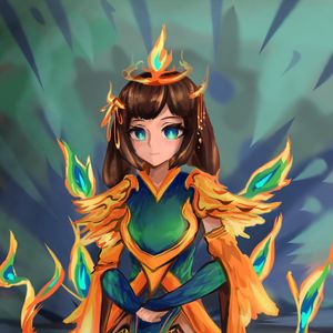 Preview wallpaper girl, queen, fire, anime, art