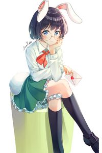 Preview wallpaper girl, rabbit, ears, glasses, anime, art