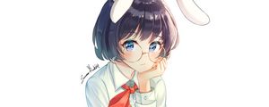 Preview wallpaper girl, rabbit, ears, glasses, anime, art