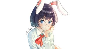 Preview wallpaper girl, rabbit, ears, glasses, anime, art