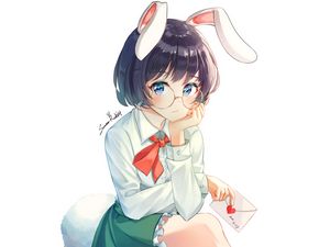 Preview wallpaper girl, rabbit, ears, glasses, anime, art