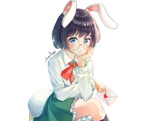 Preview wallpaper girl, rabbit, ears, glasses, anime, art