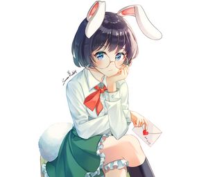 Preview wallpaper girl, rabbit, ears, glasses, anime, art