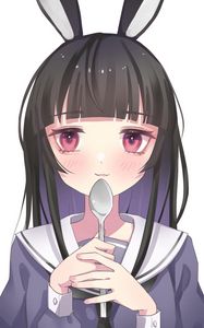 Preview wallpaper girl, rabbit, ears, spoon, anime, art, cute