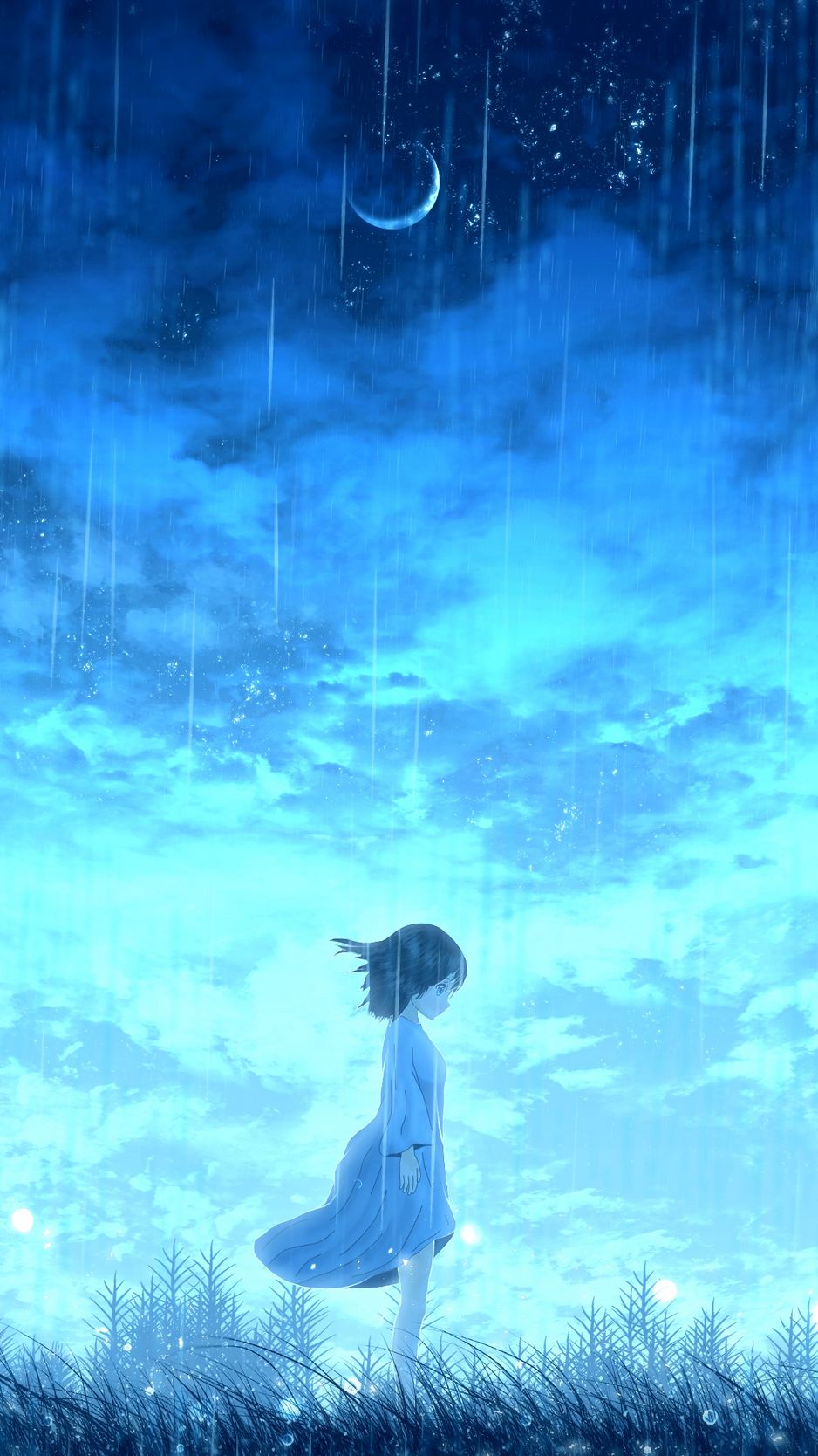Mobile wallpaper: Anime, Rain, Light, Umbrella, Original, 851391 download  the picture for free.
