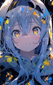 Preview wallpaper girl, rain, drops, anime