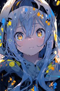 Preview wallpaper girl, rain, drops, anime