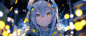 Preview wallpaper girl, rain, drops, anime