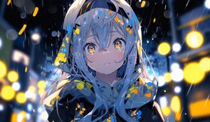 Preview wallpaper girl, rain, drops, anime
