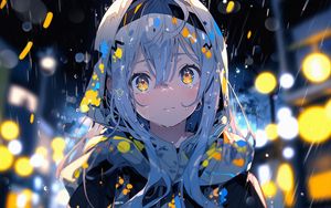 Preview wallpaper girl, rain, drops, anime
