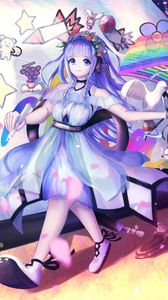 Preview wallpaper girl, rainbow, imagination, anime, art