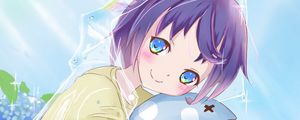 Preview wallpaper girl, raincoat, toy, anime, art