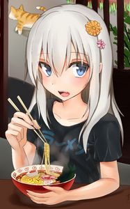 Preview wallpaper girl, ramen, noodles, anime, art