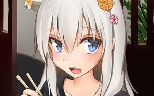 Preview wallpaper girl, ramen, noodles, anime, art