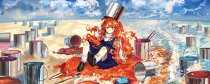 Preview wallpaper girl, redhead, paint, colorful, anime, art