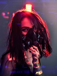 Preview wallpaper girl, respirator, mask, cyberpunk