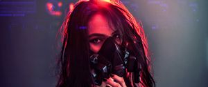 Preview wallpaper girl, respirator, mask, cyberpunk