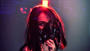 Preview wallpaper girl, respirator, mask, cyberpunk