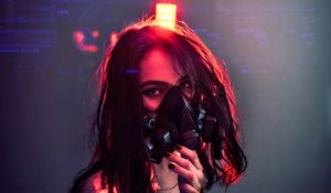 Preview wallpaper girl, respirator, mask, cyberpunk