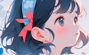 Preview wallpaper girl, ribbon, blush, anime, art