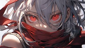 Preview wallpaper girl, ribbons, red, anime, art