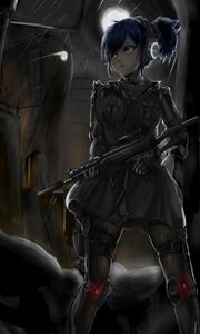 Preview wallpaper girl, rifle, soldier, anime, art