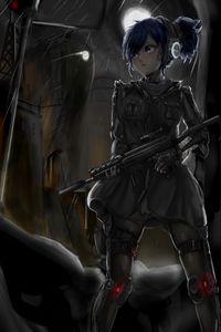 Preview wallpaper girl, rifle, soldier, anime, art