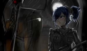 Preview wallpaper girl, rifle, soldier, anime, art