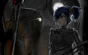 Preview wallpaper girl, rifle, soldier, anime, art