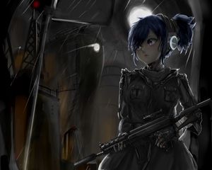 Preview wallpaper girl, rifle, soldier, anime, art