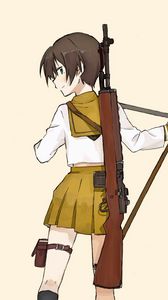 Preview wallpaper girl, rifle, weapon, anime, art