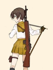 Preview wallpaper girl, rifle, weapon, anime, art